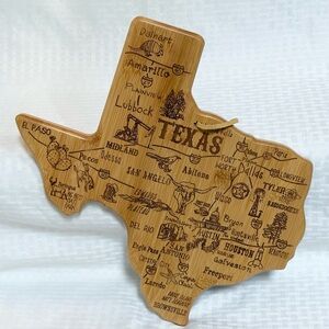 Texas Shaped Cutting Board New Never Used with Leather to Hang
